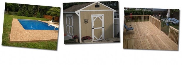 Custom Built Decks, Sheds, Stamped and Colored Concrete, Landscaping, Pavers, Sidewalks, Patios and Excavation